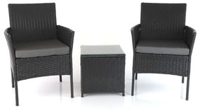 Záhradný balkónový set Nilo - 2 miesta, čierna