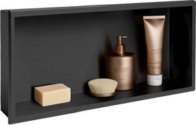 Rea Rea, oceľová kúpeľňová polička 30x60 cm, čierna matná, REA-05605