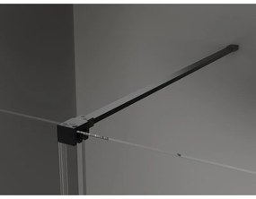 Mexen Velar, sprchový kút s posuvnými dverami 130(dvere) x 85(stena) cm, 8mm číre sklo, čierna matná, 871-130-085-01-70