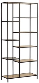 Čierna/v prírodnej farbe knižnica v dekore duba 80x180x35 cm Altino – Unique Furniture