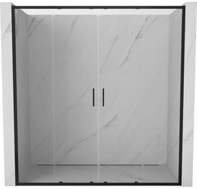 Mexen Exo, 2-krídlové posuvné 200x200 cm, 6mm číre sklo, čierny profil, 8152-200-000-70-00