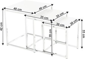 Konferenčný stolík (3 ks) Enisol Typ 3 - biely vysoký lesk