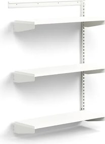 Nástenný regál RELY, prídavná sekcia, laminátové police, 1221x900x300 mm, biela