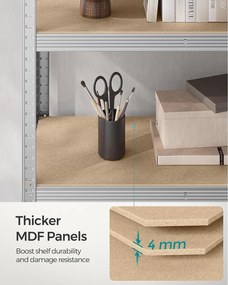 Regály 5-úrovňové s oceľovým rámom a vysokou nosnosťou, sada 2 ks, strieborné