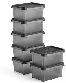 Plastové boxy s vekom DRY, 12 L, 7 ks, 400x300x200 mm, vodeodolné