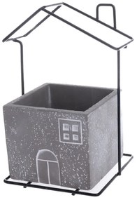 Betónový obal na kvetináč House sivá, 14,5 x 20 x 12 cm