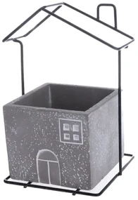 Betónový obal na kvetináč House sivá, 14,5 x 20 x 12 cm