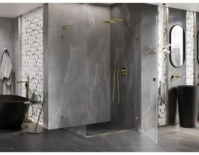 Mexen Lunar-B L pravý výklopný sprchový kút 85 x 80 cm, číre sklo, zlatá lesklá, 832L-085-080-50-00-P