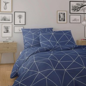 Kvalitex Bavlnené obliečky Nordic Grid modrá, 140x 220 cm, 70 x 90 cm, 140 x 220 cm, 70 x 90 cm