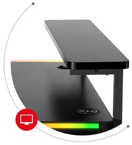 PC stolík Hyperion 5.0 (čierna + viacfarebná) (s LED osvetlením). Vlastná spoľahlivá doprava až k Vám domov. 1087511