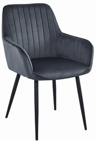 Jedálenský set 1+4, biely stôl v dekore dub sonoma MADO 120x80cm a sivá zamatová stolička SOLDEN