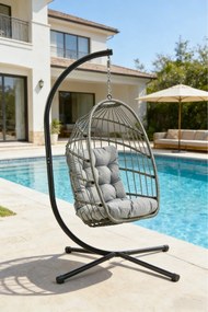 Skládací závěsné houpací křeslo Houseland Malta šedé