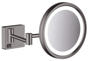 HANSGROHE AddStoris kozmetické zväčšovacie zrkadlo s LED osvetlením (3-násobné zväčšenie), kartáčovaný čierny chróm, 41790340
