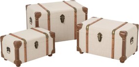 sada 3 kufrů MDF ecru hnědá – 54*35*35 cm