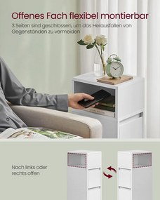 VASAGLE Úzky nočný stolík s 2 zásuvkami – LET656 Farba: krémová