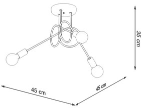 Stropné svietidlo Knot 3, biele telo svietidla