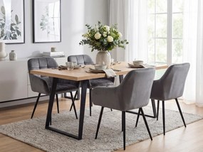 Sivé jedálenské kreslo MARLEN VELVET s čiernymi nohami