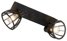 Priemyselné stropné svietidlo čierne 2-žiarovkové - Fotu