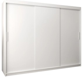 Šatníková skriňa 250 cm Toki (Biela matná + Biela matná). Akcia -21%. Vlastná spoľahlivá doprava až k Vám domov. 1064859