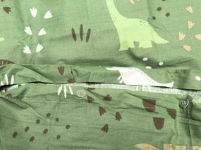 Bavlnené obliečky do postieľky DINO STEPS tmavozelené Rozmer obliečky: 45 x 65 cm | 90 x 135 cm