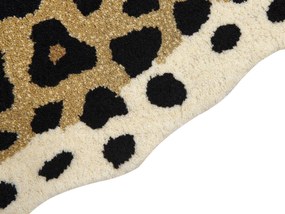 Vlnený detský koberec v tvare leoparda 100 x 160 cm béžová/čierna AZAAD Beliani