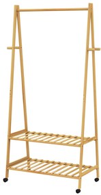 InternetovaZahrada Vešiak na oblečenie s kolieskami 155x70x45cm - bambus