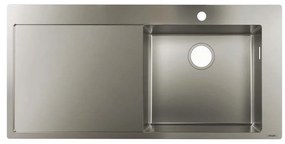 Hansgrohe S71, nerezový drez 450 vstavaný s odkvapkávacou plochou vľavo, nerez, HAN-43306800