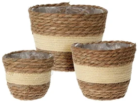 PRÚTENÝ KVETINÁČ BOHO SADA 3KS 18X23 CM+16X19 CM+15X14 CM HNEDÁ