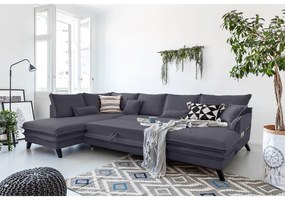 Antracitovosivá rozkladacia pohovka do "U" Miuform Charming Charlie, ľavý roh