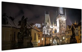 Obraz osvetlenej Prašnej brány (120x50 cm)