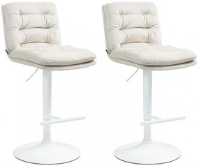 2x Barová stolička Damar - zamat, biely rám - cream