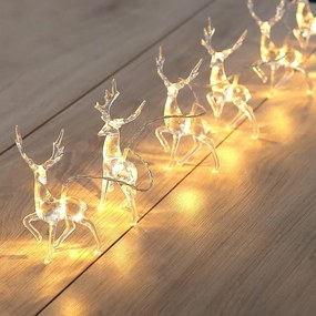 DecoKing Vianočná svetelná reťaz Soby teplá biela, 10 LED