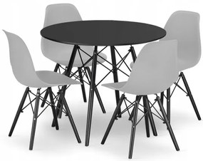 Jedálenský stôl TODI čierny 80 cm so štyrmi stoličkami OSAKA sivé