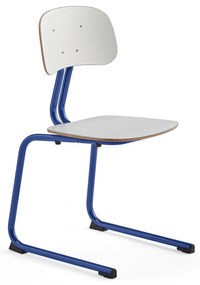 Školská stolička YNGVE, podnož s klzákmi, modrá, biela, V 460 mm