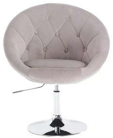 LuxuryForm DESIGN Kreslo VERA VELUR na striebornom tanieri - svetlo šedé