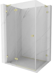 Mexen Lunar L, sklápací sprchový kút ľavý 70 x 80 cm, 8mm číre sklo, zlatý matný profil, 834L-070-080-55-00-L