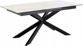 Jedálenský rozkladací stôl Irwine 168/210 cm biely mramor/čierny