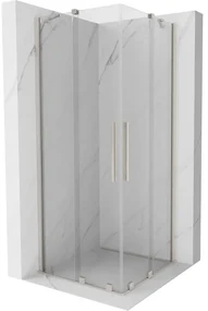 Mexen Velar Duo, sprchový kút s posuvnými dverami 80 x 80 cm, 8mm číre sklo, brúsená oceľ, 871-080-080-02-97