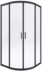 Deante Funkia, štvrťkruhový sprchový kút s posuvnými dverami 80x80 cm, výška 185cm, 5mm číre sklo, čierny profil, KYP_N52K