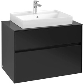 VILLEROY &amp; BOCH Collaro závesná skrinka pod umývadlo na dosku (umývadlo v strede), 2 zásuvky, 800 x 500 x 548 mm, Black Matt Lacquer, C08000PD