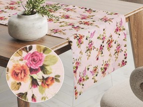 Biante Dekoračný behúň na stôl Leona LN-130 Ružičky na ružovom 45x180 cm