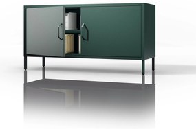 TV skrinka kovová na nožičkách fľaškovo zelená, 1150x595x400 mm: ROSA Modern