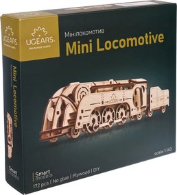 Ugears 3D mechanické puzzle Mini lokomotíva 172 ks