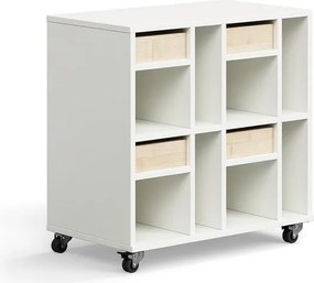 Študentská úložná skrinka CASPER, 4 zásuvky, 8 priehradiek, biela, breza