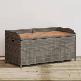 Úložná lavica sivá 100x50x52 cm polyratan a akáciové drevo 365950