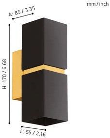 Eglo 95373 - LED Nástenné svietidlo PASSA 2xGU10-LED/4W/230V