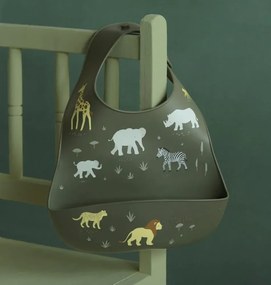 Sada 2 silikónových podbradníkov savana