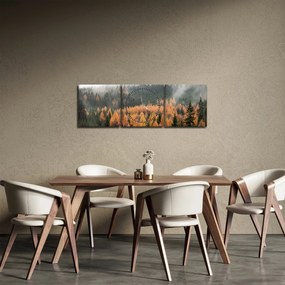 Obraz - Jesenný les (s hodinami) (90x30 cm)