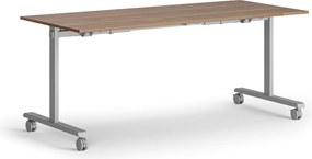 Mobilný stôl MATCH, 180x80 cm, sivá podnož, orech