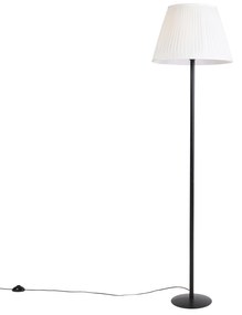 Moderná stojaca lampa čierna s bielym skladaným tienidlom 45 cm - Simplo